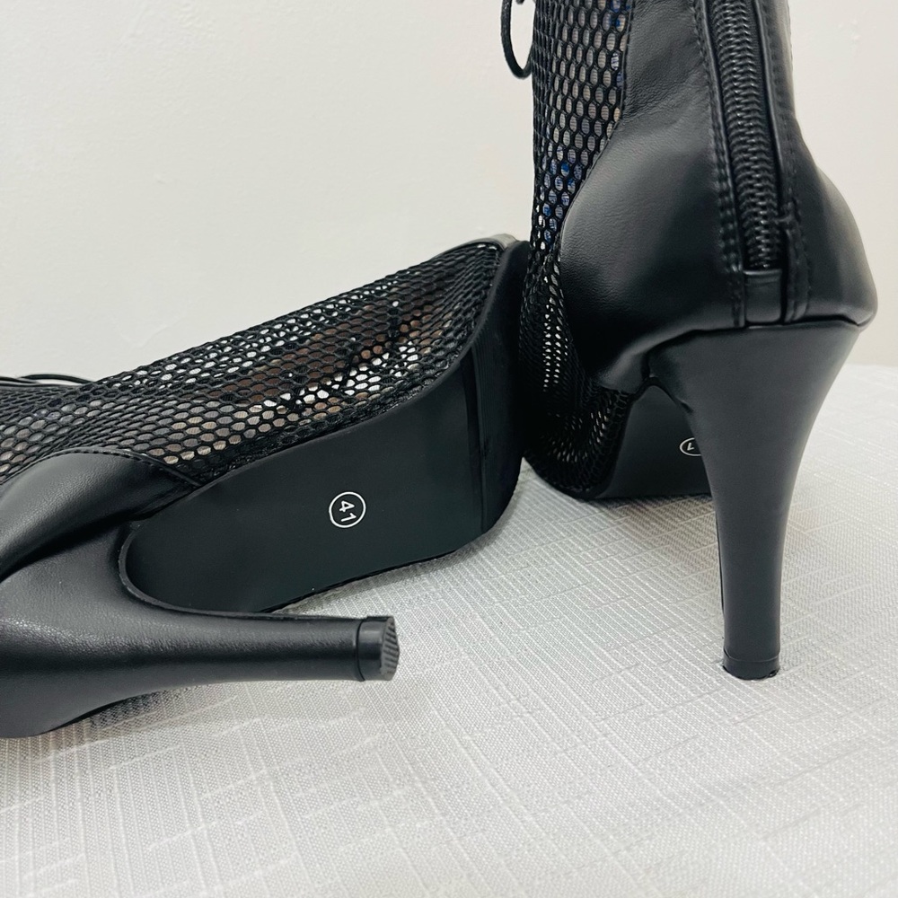 Elegant Black Mesh Stiletto Heels